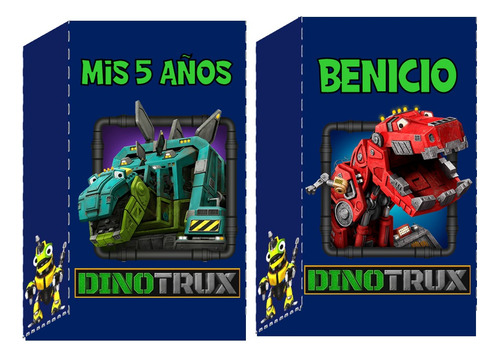 10 Bolsitas Golosineras Personalizada Con Cordón Dinotrux