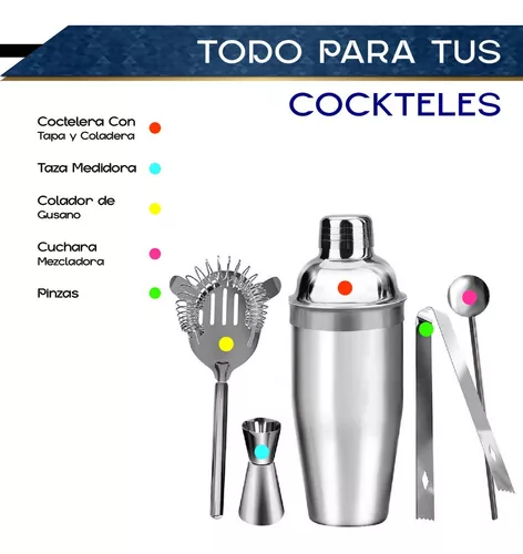 Juego de 3 piezas de coctelera profesional de barra de acero