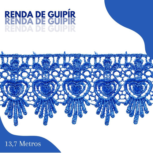 Renda De Guipír Chl-436 - Peça Com 13,7 Metros Cor Azul Royal