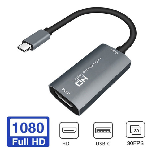 Tarjeta De Captura De Vídeo Usb-c A Hdmi De 1080p Hd