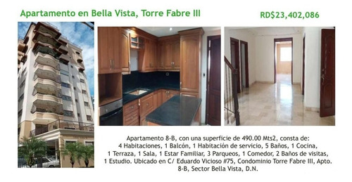 Vendo Apartamento En Bella Vista, Torre Fabre Iii, Distrito Nacional, Rep. Dom.