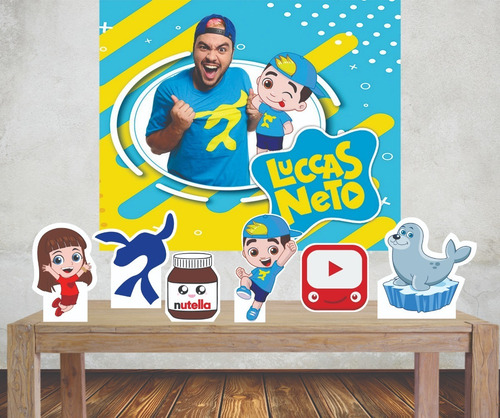 Imagem 1 de 5 de Kit Painel Poli Banner + Displays Festa Lucas Neto