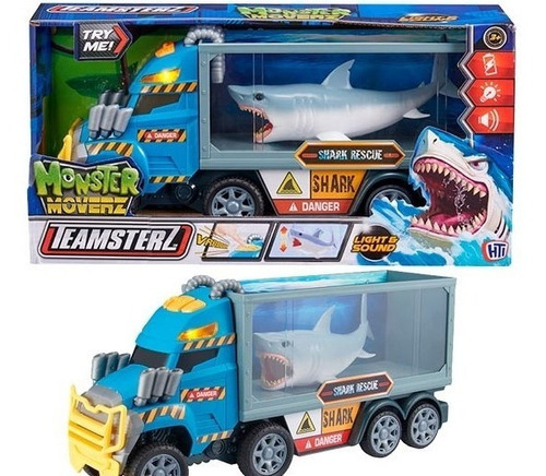 Vehiculo Camion Teamsterz Monster Shark Rescate Tiburon Color Celeste