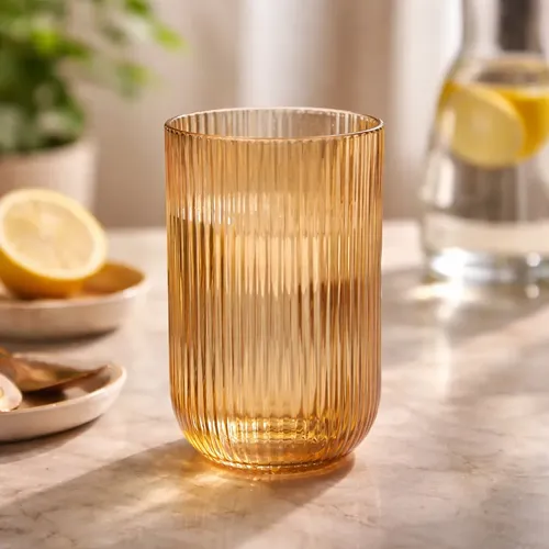 Vasos Vidrio Texturado Labrado Vintage Tragos 400ml Set X6