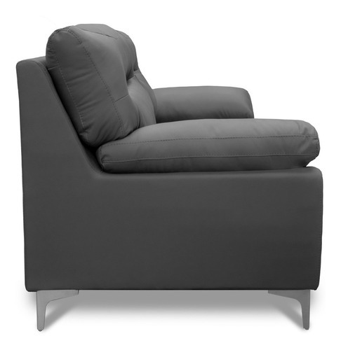 Love Seat De Piel Genuina Isabela - Confortopiel Color Gris Oxford