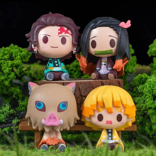 4 Figuras Colección Demon Slayer Kamado Nezuko Kawaii Set