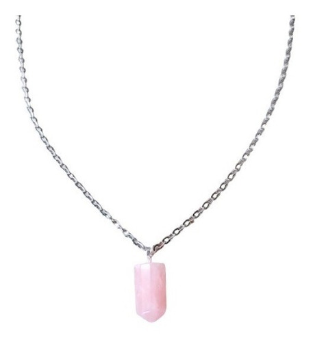 Collar Cadena Péndulo Dije Piedra Energética - Cuarzo Rosa