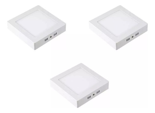 Foco Panel Led Cuadrado 12x12cm Sobrepuesto Luz Neutra X3