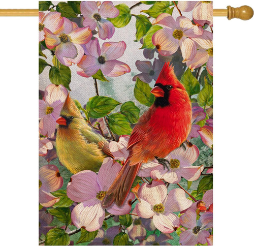 Artofy Cardinals Spring Home Bandera Decorativa Para Casa, J