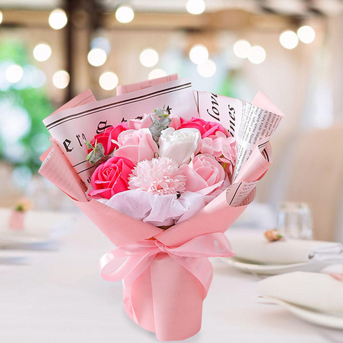 Jabón Artificial Ramo De Flores Rosa Eterna Para