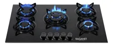 Estufa De Mesa/parrilla De Gas 5 Quemadores Cristal Templado Color Negro
