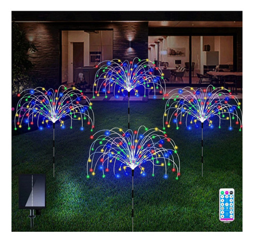 4 Pcs Luces Solares Fuegos Artificiales Decoración Navideña