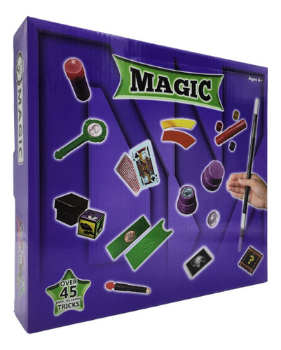 Set Juego De Magia Magic 45 Trucos De Mago Con Varita Niños