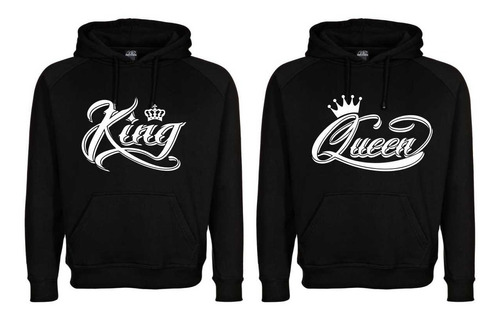 Sudaderas Pareja Novios King Queen Coronas Cursiva 