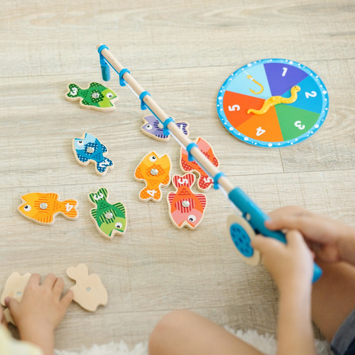 Melissa & Doug Juguetes para Bebé Juego De Pesca De Madera Para Capturar Y Contar Certificados FSC