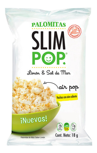 Palomitas Slim Pop Limón Y Sal De Mar 18 Gr
