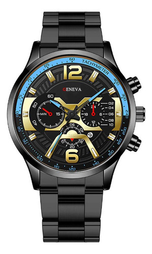 Relógio Geneva G0160 De Luxo, Aço, 43mm, Resistente À Água
