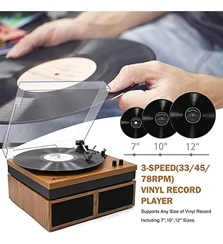 Reproductor de discos de vinilo Bluetooth con altavoces externos