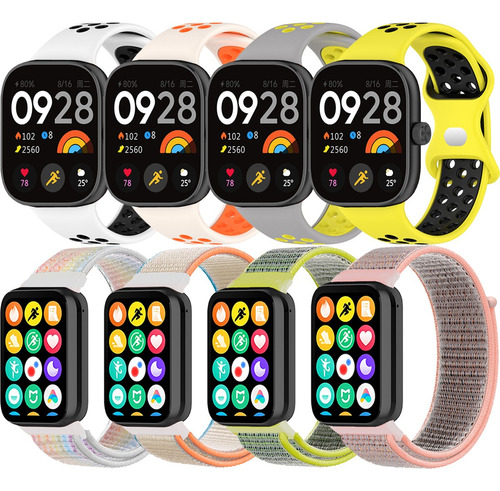 8 Correas Sport Para Redmi Watch 4 / Xiaomi Mi Band 8 Pro