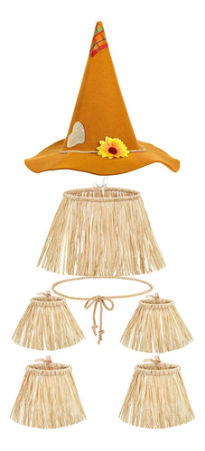 Set De 7 Disfraces De Espantapájaros Incluye Kit De Paja De Rafia Para Espantapájaros Sombrero De Espantapájaros Para Halloween Accesorio Para Fiesta