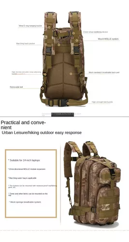 Mochila de caza camuflada de 30L con Molle en el exterior, Fabricante de  bolsas tácticas militares y mochilas militares