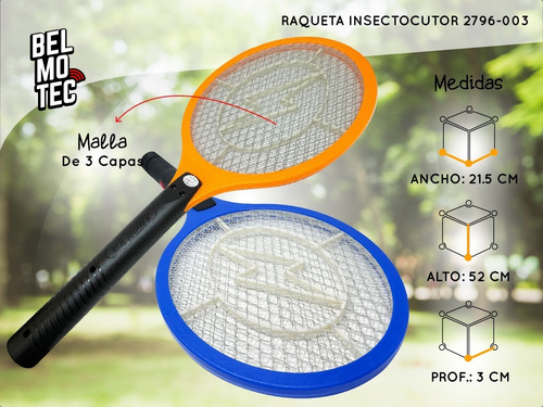 Imagen 3 de 10 de Raqueta Mata Moscas Mosquitos Insectos Electrica Recargable