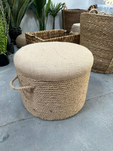 Puff De Cuerda 29cm Reforzado Living Hogar Con Almohadón