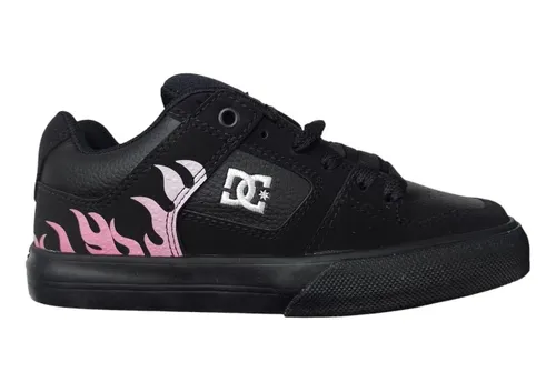 Zapatillas Dc Shoes Modelo Pure Negro Rosa Flames Mujer