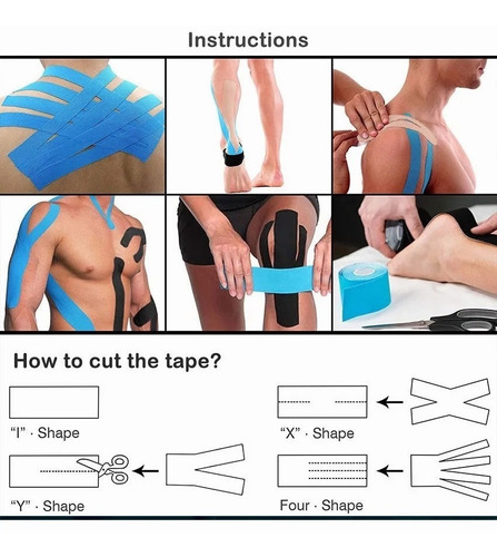 Imagen 3 de 5 de Cinta Kinesiológicas Vendaje Neuromuscular Tape 5mx5cm(4pzs)