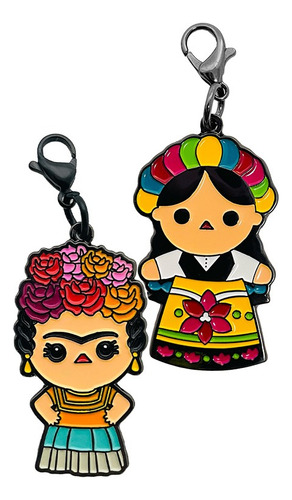 By Mexico Zipper Puller Duo Juanita Y Floreada Accesorio 