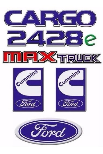 Kit De Adesivo Emblema Ford Cargo 2428e Max Truck Resinados.