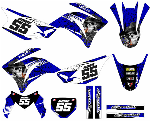 Kit Adesivo Moto Cross Trilha Yh Xtz 250 Azul E Branco Lm341