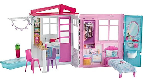 Barbie - Casa De Muñecas, Juego Portátil Con Asa