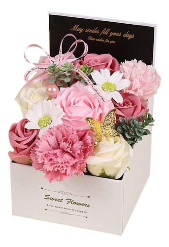 Caja De Flores De Jabón, Jabón De Baño De Flores, Rosa