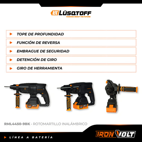 Rotomartillo Inalámbrico Brushless Lüsqtoff - Rml4450-9bk -