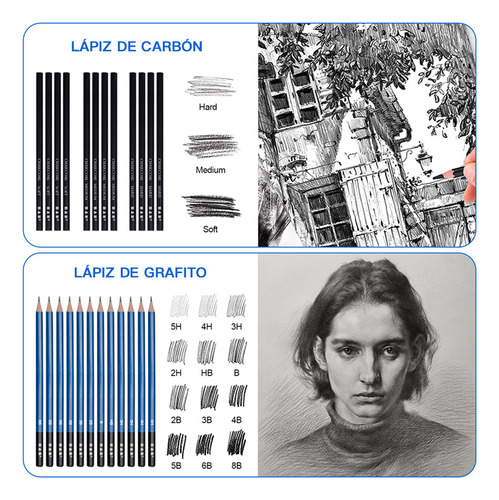 Kit De Lápices De Dibujo Y Boceto Con Accesorios 72 Piezas