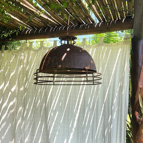 Imagen 4 de 8 de Colgante Galponera Nº16 Con Aros 1 Luz - Chapa Hierro Óxido