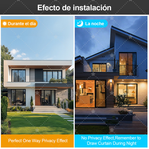 Hutiirich® Película Espejo Privacidad Para Ventana Antirayas 10m X 50cm Protección Solar Y Aislamiento Térmico protección de la privacidad protección UV filtrado de deslumbramiento