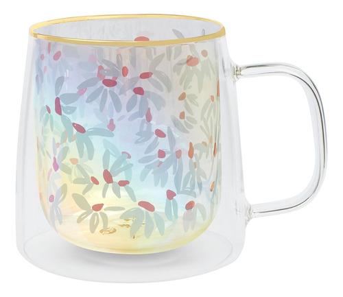 Taza Doble Vidrio White Flowers 400 Ml