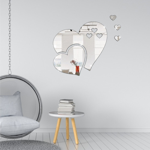 Kit 5 Corações Coração Espelho Decorar Decoração Sala Quarto