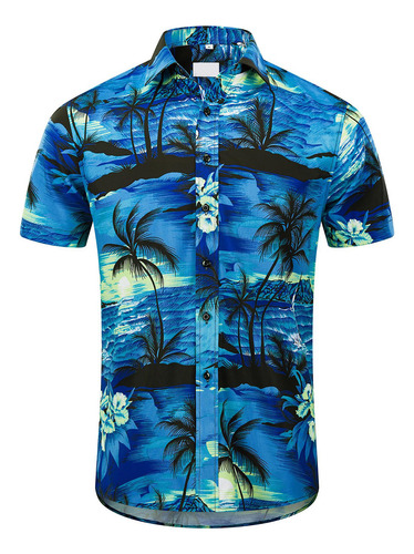 Camisa Casual Hawaiana Talla Grande Para Hombre Con Estampad