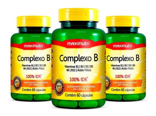 Kit 03 Complexo B 100% Idr Com 60 Capsulas Maxinutri