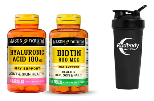 Combo Vitaminas Mason - Hyaluronic Acid + Biotin + Shaker