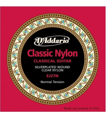 Encordoamento Daddario Violão Classico Nylon Ej27n Original