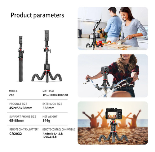 A 63.8 Cm Selfies Stick Con Trípode Bluetooth Control Remoto