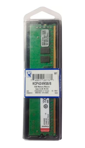 Memoria Ram Kingston Kvr26n19s8/8 Ddr4 8gb Pc4-21300 2666mhz