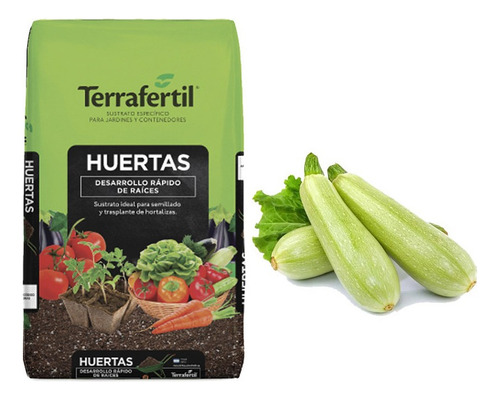 Sustrato Huertas Terrafertil 50lt Con Semillas De Zucchini