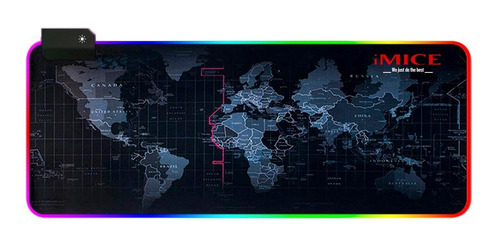 Mousepad Gamer Led Rgb Usb 80x30cm Imice Pd-06 Mapa Mundial