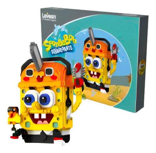 Bob Esponja Pochita Chainsaw Man Figura Armable 3d Bloques