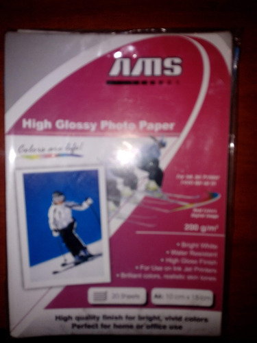 Imagen 1 de 2 de Papel Fotografico High Glossy Ams 4 X 6´´paquete X 20 Unidad